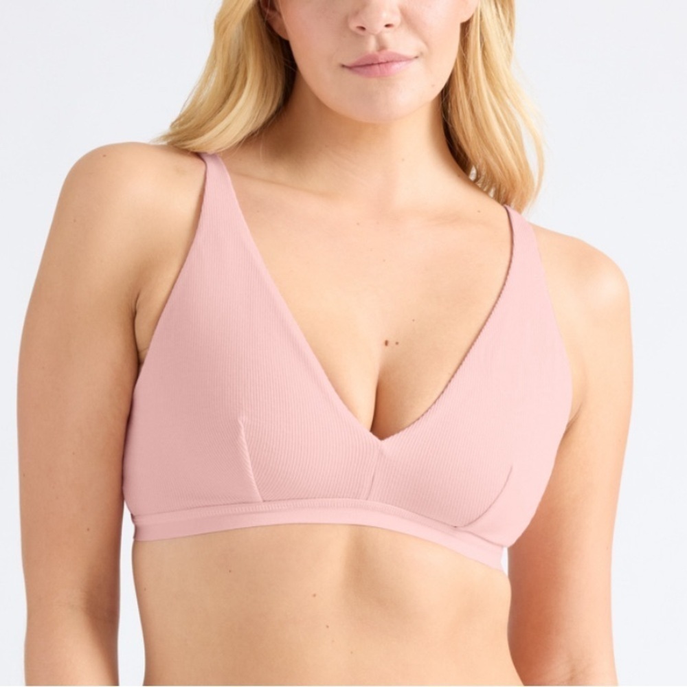 KNIX SZ L Bralette Rosewater Micro Modal Ribbed Adjustable Straps and Back NEW